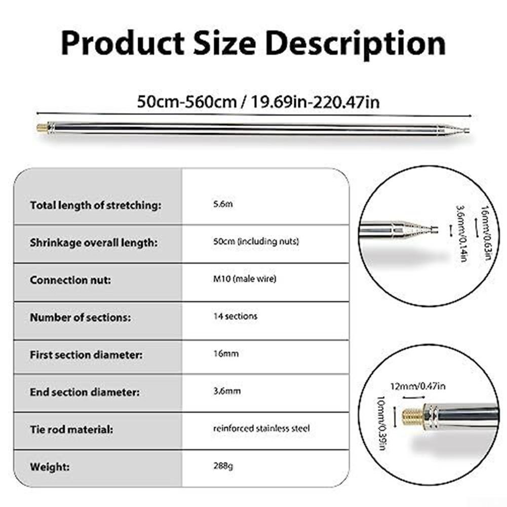 Antenă Radioamator Unde Scurte 5.6M/18.4FT Telescopică DIY Cu Conector M10