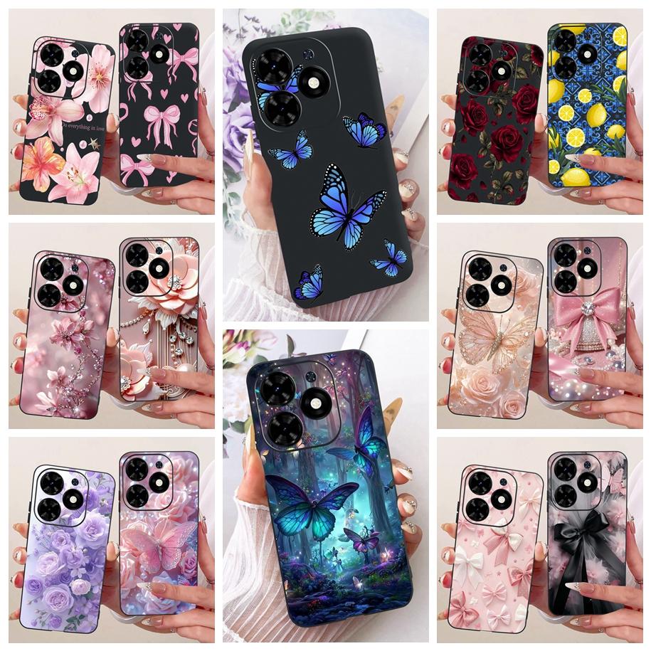 For Tecno Spark Go 2024 Case Spark 20 20C Shockproof Cover Fashion Butterfly TPU Soft Silicone Phone Shell For Tecno Pop 8 Funda