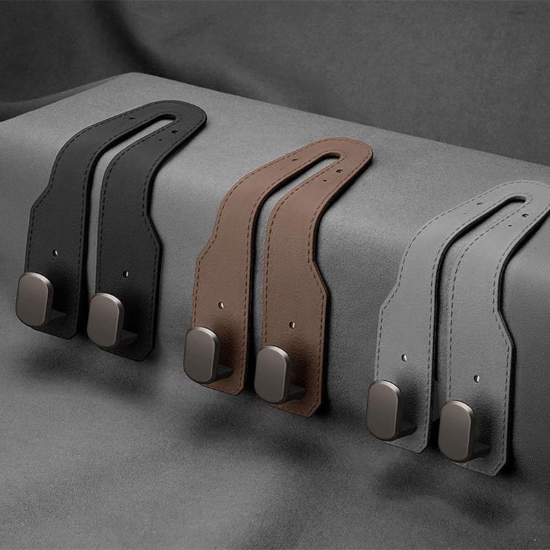 2 i 1 Bil Nakkestøtte Krok Premium Semsket Baksete Hengende Dobbel Krok 15 kg Stor Bærende Legeringskrok Henger Universell