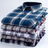 New 100% Cotton Brushed Long Sleeved Shirts for Men Slim Fit Formal Soft Plaid Casual Blouses Business Designer Checked Clothes
