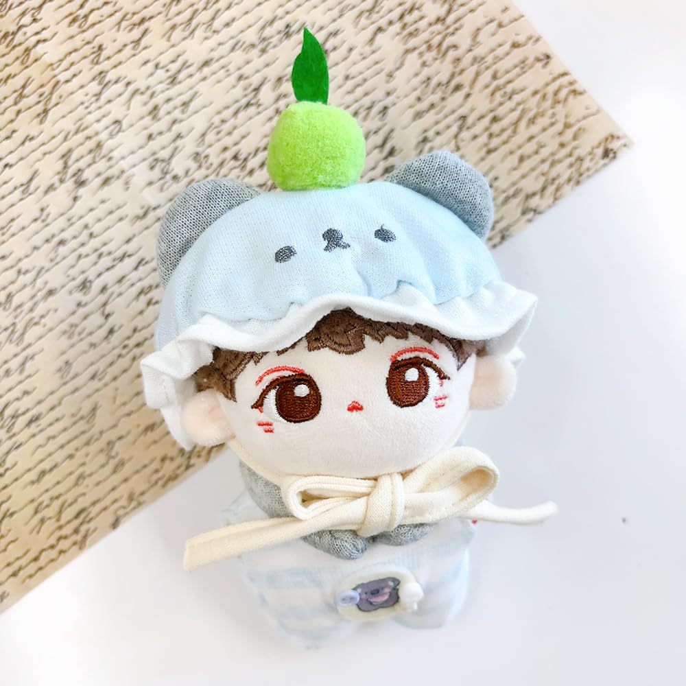 Frilled Hat & Shirt Set for Plush Toys (10cm) - Blue, Plush Clothes, Kigurumi Accessories, Otaku Activities, Doll Mascot, K-Pop Doll Costume [Used]