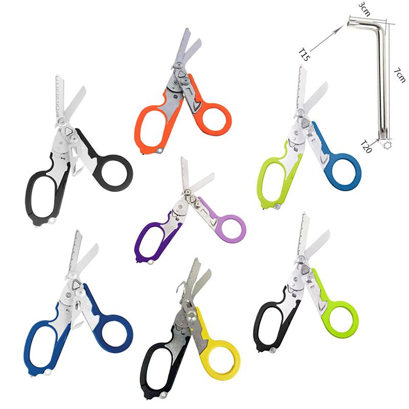 Tactical Medical Scissor Emergency Rescue Shear First Aid Kit Raptor Scissors Foldable Plier Outdoor Survival Edc Tool Gear