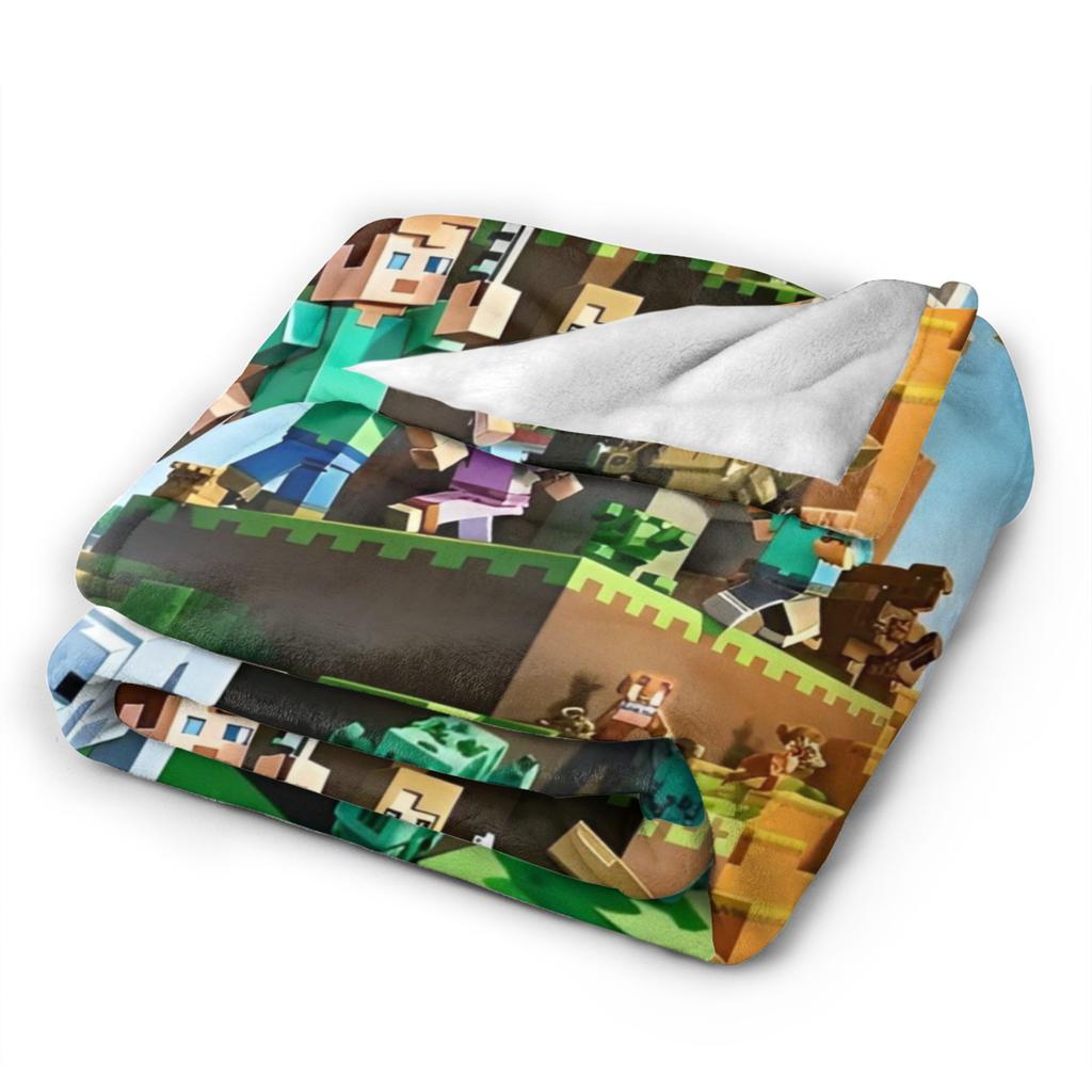 National Game Anime Flannel Throw Blanket Pixel Games Cartoon for Bedroom Knitted Blanket Outdoor Soft Breathable