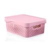 Hollow Plastic Storage Basket with Lid - Desktop Organizer & Wardrobe Bin