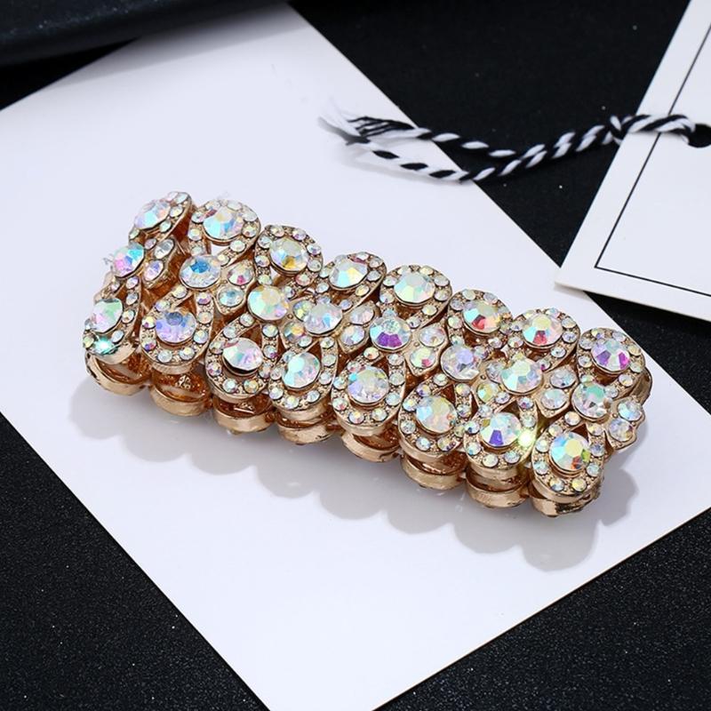 Stretch Bracelet with Repeating Figure-8 Links, Gold-Tone Zinc Alloy Design and Clear Decorative Rhinestones Details