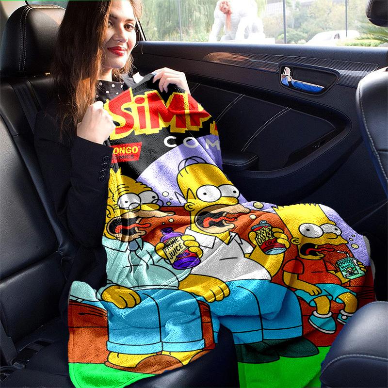 Manta de Dibujos Animados Los Simpsons, Manta Cálida Linda de Felpa Corta, Decoración del Hogar para Sala de Estar Sofá Cuatro Estaciones Viaje