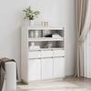 VidaXL Highboard White 89x34x116.5 Cm Solid Pine Wood, Sideboard, High Storage Cabinet, High Wooden Cabinet, 861112