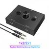 KEBIDUMEI 3.5mm RCA Stereo Bi-Directional Audio Switcher 1 in 2 Out or 2 in 1 Out 3.5mm 2RCA Audio Switcher with Mute ButtonGood product