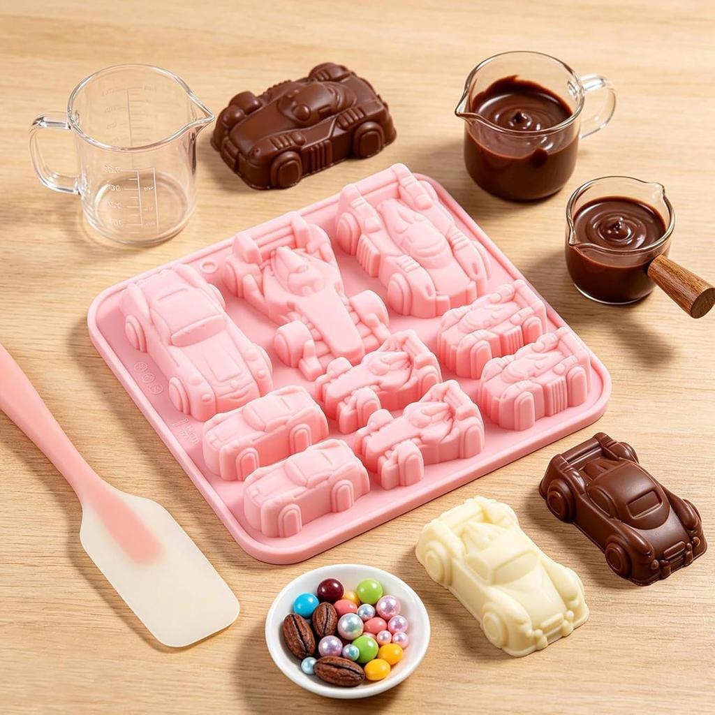 Silicone Multi Cavity Mold Tray for Casting Car Shaped Designs Flexible Nonstick Reusable Baking and Craft Mold