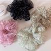 Korean Style Large Floral Organza Scrunchie for Women & Girls - Spring/Summer High-End Hair Tie