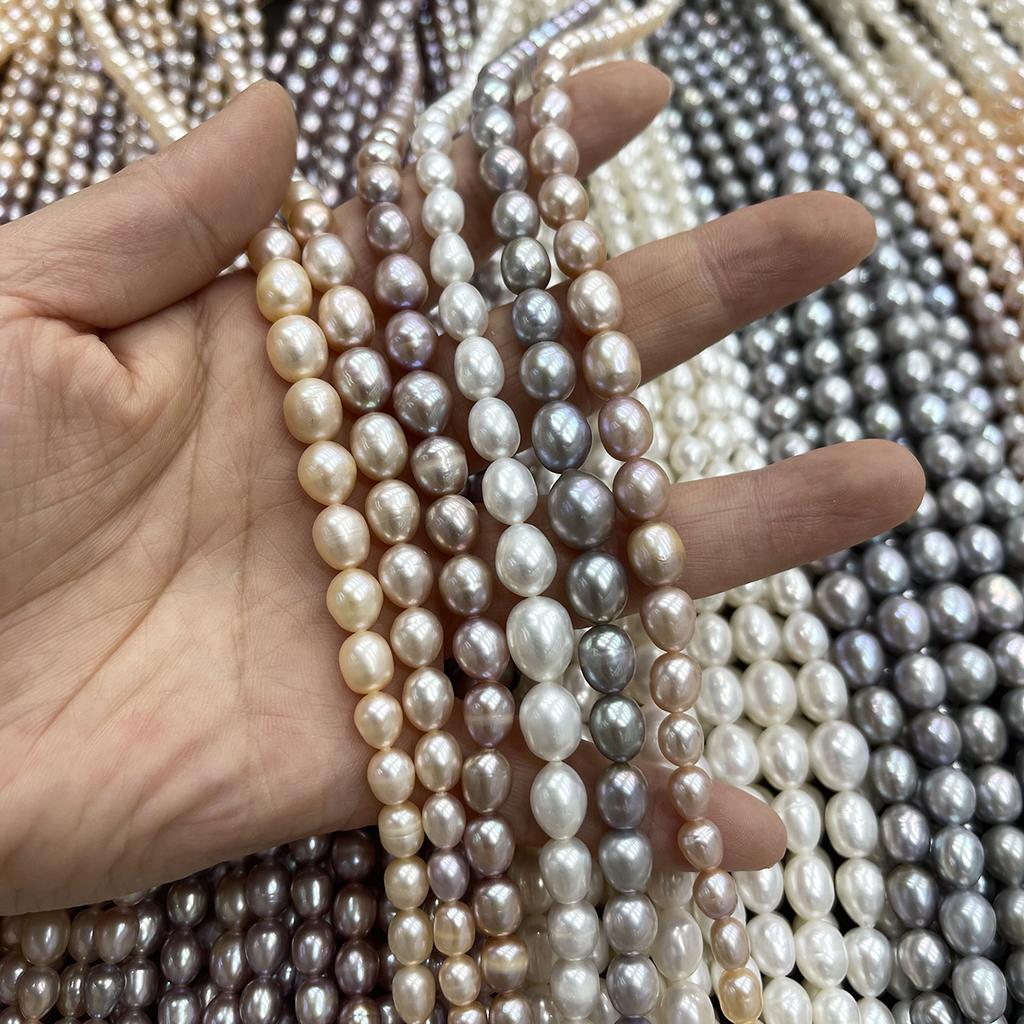 36cm Natural Freshwater Pearl Beads Strand 4-10mm Rice Pearls for Handmade Jewelry Making DIY Necklaces Bracelets Earrings Accessories, Luxury Gifts