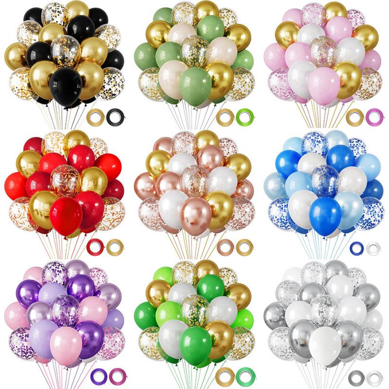 12-Inch Sequin Metallic Latex Balloons, 30pcs - Perfect for Birthday Party Decorations