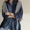 2024 Women's Fashion Loose Casual Plaid Patchwork Long-Sleeve Irregular Shirt for Autumn and Winter