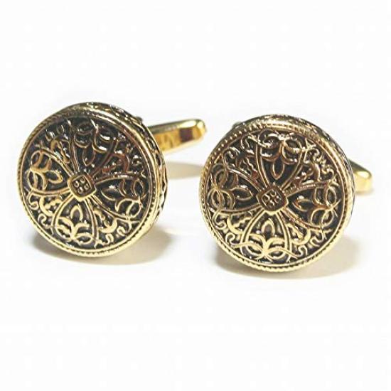 Spinki do mankietów Antyczne złoto wzór krzyża spinki do mankietów cf2180 [Warsztat Kamakura]