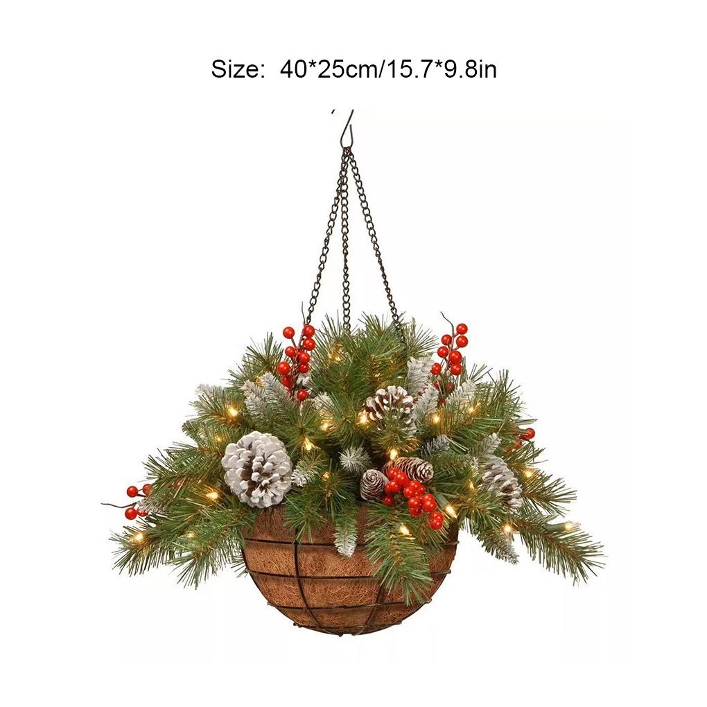 2ks/sada Předem osvětlený umělý vánoční závěsný koš Prémiový pro slavnostní sváteční dekoraci