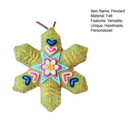 Vyšívané plstěné ozdoby sněhové vločky Ručně vyráběné závěsné dekorace na vánoční stromek Barevné slavnostní doplňky pro sváteční domácí výzdobu