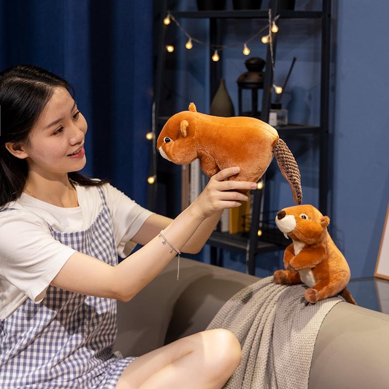 New Simulation Beaver Plush Doll Cute Fluffy Sitting Beaver Toy For Kids Adorable Birthday Christmas Gift Doll Decor For Room