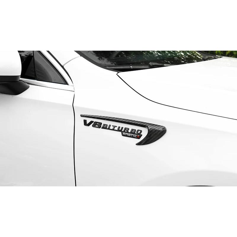 2pcs Car Door Wing Fender Vent Marker Sticker Side Sticker for Brabus Mercedes Benz Maybach AMG Biturbo S63 C43 E53 A/C/E/S/G fui8