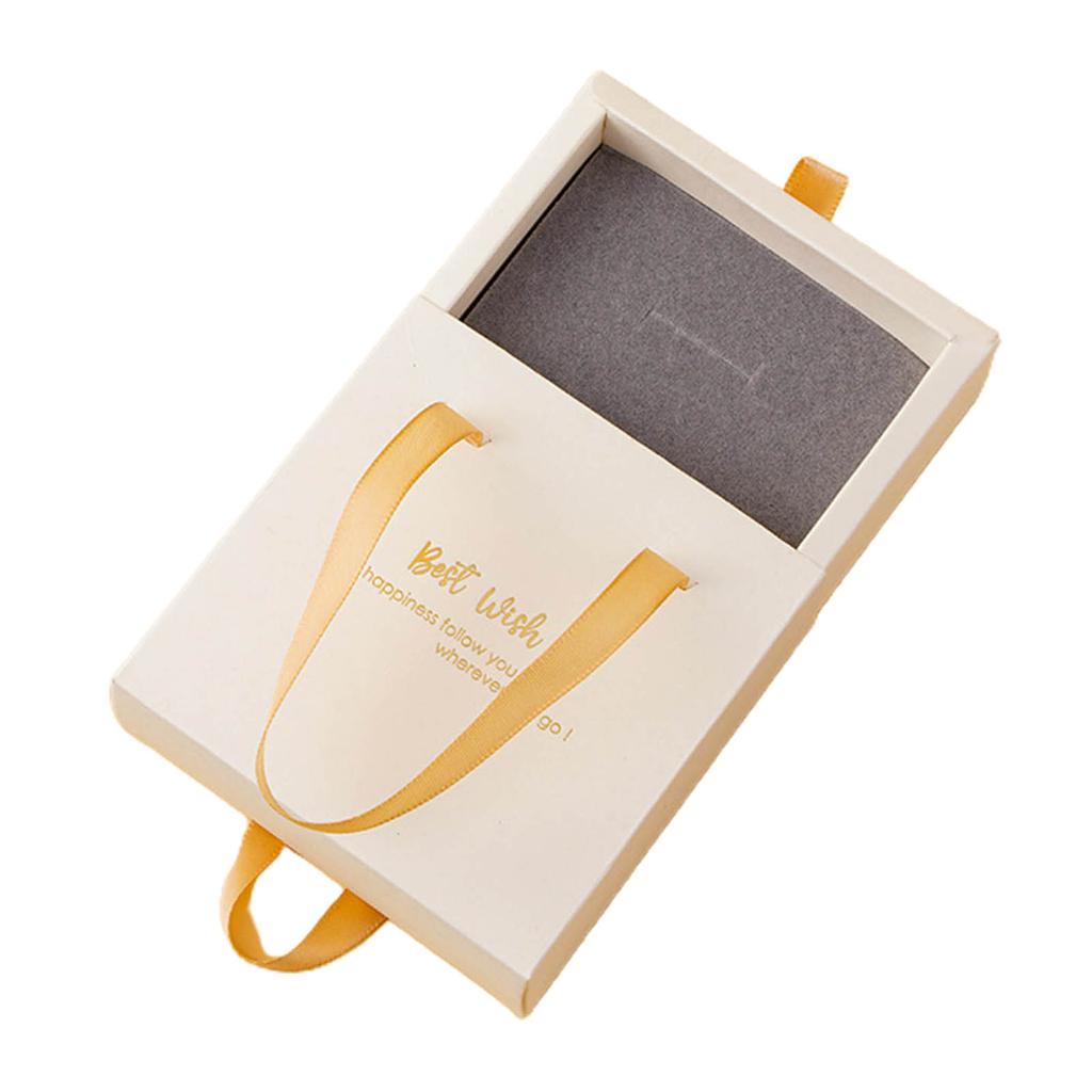 Portable Drawer Organizer Sliding Case with Ribbon Handle Necklace Earring Jewelry Box Packaging Boxes for Women Girls