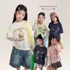 Stylish Summer Girls' T-Shirt with Lace Sleeves, Korean Sweet Style, Fake Two-Piece Sun Protection Top