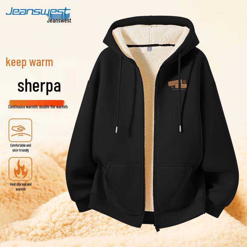 JEANSWEST Herren Lammfellgefüttertes Pullover-Sweatshirt