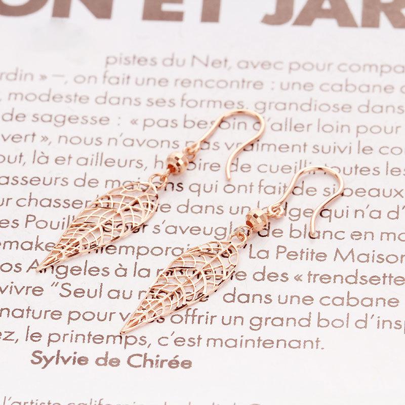 Фиолетовые Золотые Чистые Серьги, Цвет Позолоченное Розовое Золото Персонализированные Полые Серьги-Листья