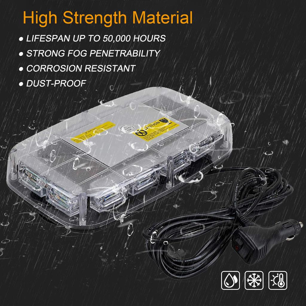 48LED Roof Top LED Strobe Lights Emergency Safety Warning Light Bar with Magnetic Base 12-24V for Car SUV Trucks Trailer Jeep