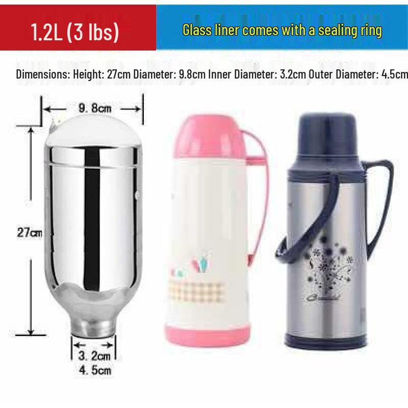 Universal Small-Caliber Glass Thermos Liner for Hot Water Bottles
