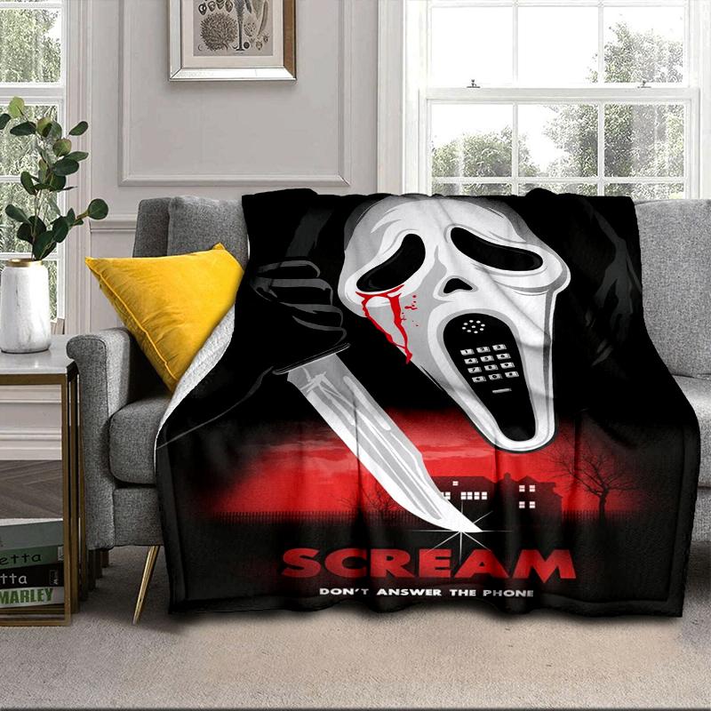 Scr-eam Horror Movie Blanket Flannel Blanket for bed, sofa, Camping, Hiking, Picnic Essentials, gift for family Fan gifts
