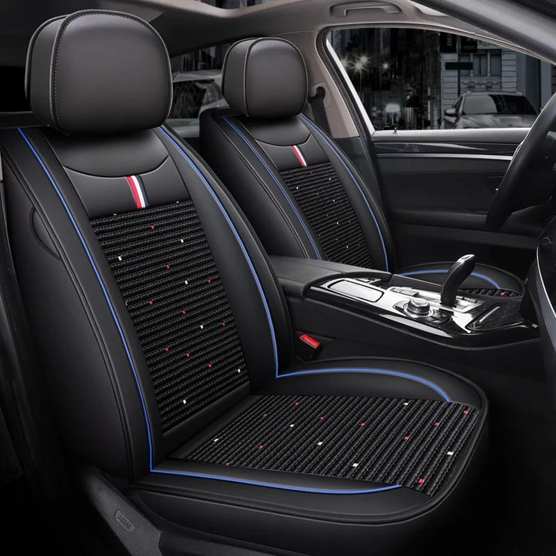 5-seats High-Quality Full-Coverage Leather & Ice Silk 3D Car Seat Covers - Universal Fit, Breathable, Anti-Slip, Easy to Install