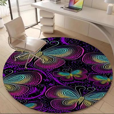 1pc Butterfly Dots Office Round Area Rug, Indoor Mat Suitable ForOffice, Under Office Chairs Bedroom Living Room Home Decor, Room Deco  D098