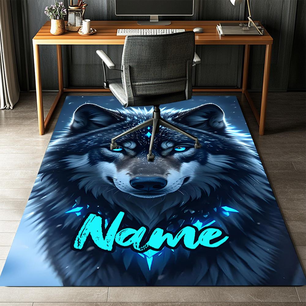 Custom Name Wolf Printed Carpet,Rug for Office Chair Living Room Bedroom Kitchen Room Decor Gifts.