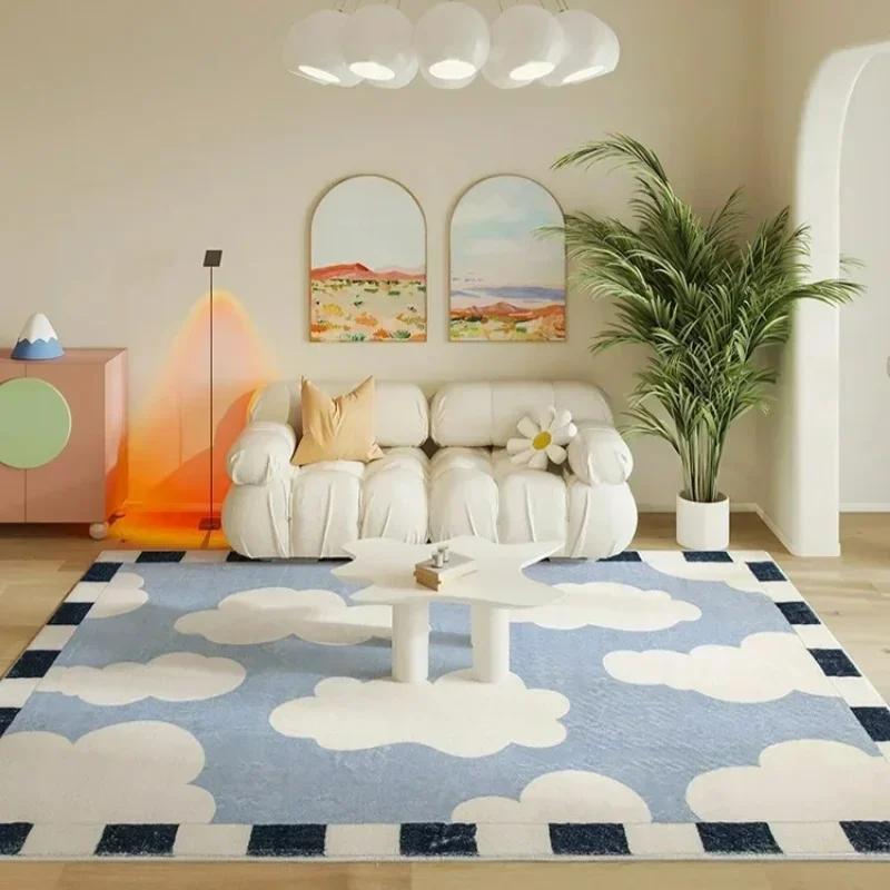 Plaid Cloud Living Room Carpet Cute Art Children Play Mat Washable Non Slip Home Bedroom Balcony Bath Rug Nersury Doormats Dec