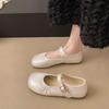 Fashion Soft Sole and Soft Face Metal Slip Strap Single Shoes Women's Fashion Round Toe Shallow Mouth Pleated Non-Slip Flats