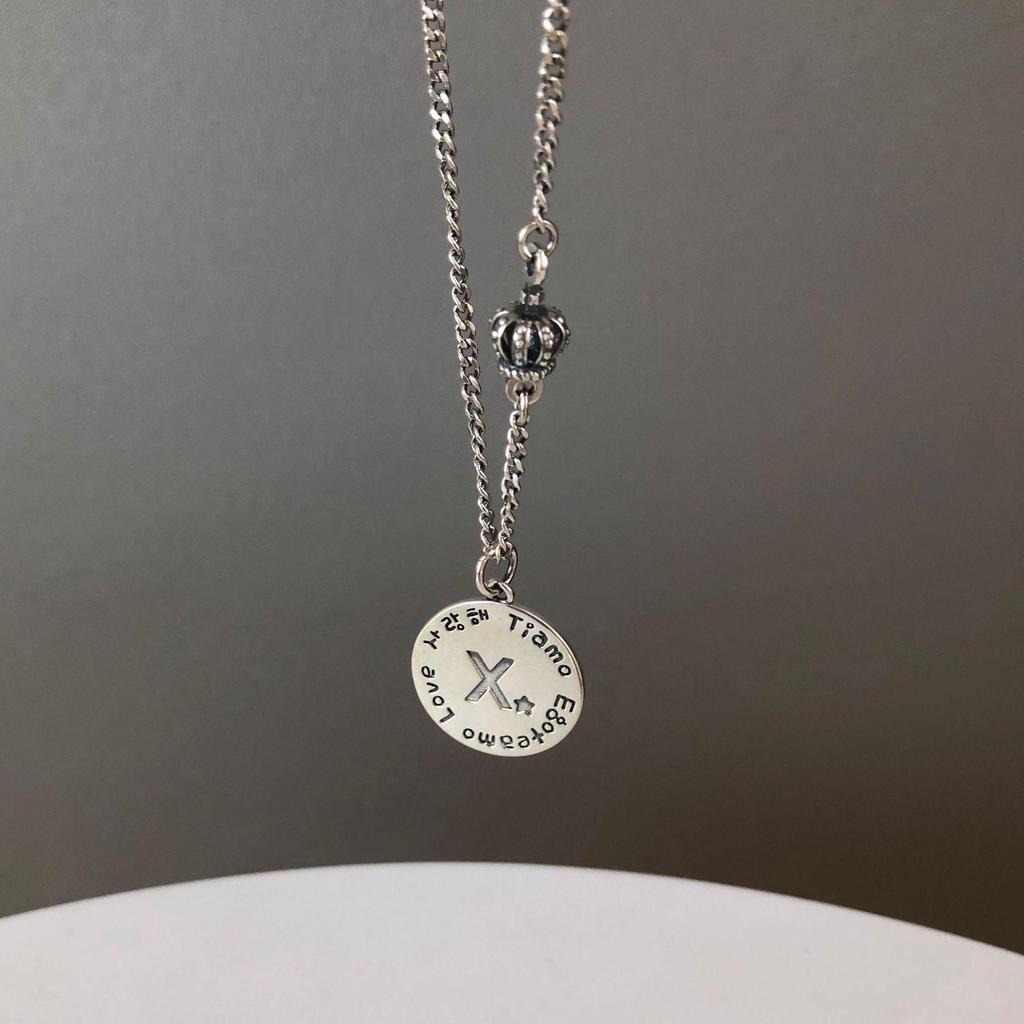 S925 Silver Retro Circle Necklace – Women's Elegant Clavicle Chain, Light Luxury Trendy Sweater Accessory