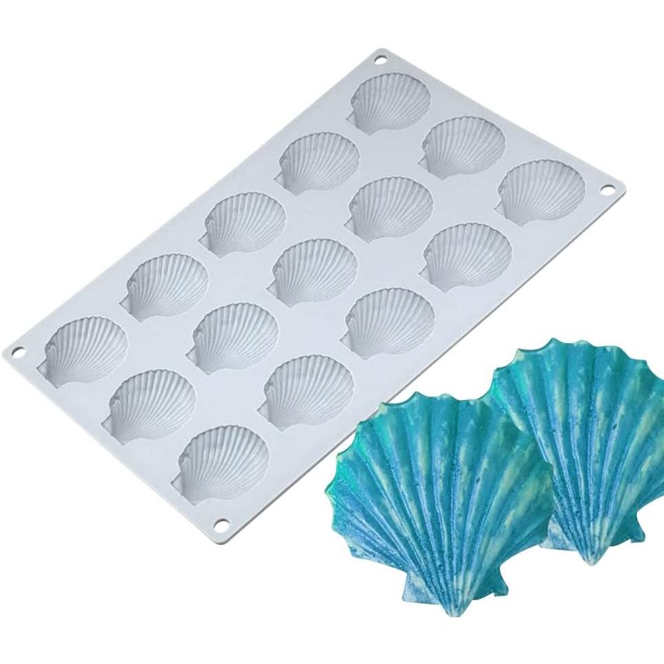 Molde de silicona con forma de concha de mar para hornear chocolate, jabón, velas, fondant, decoración de tartas de cumpleaños