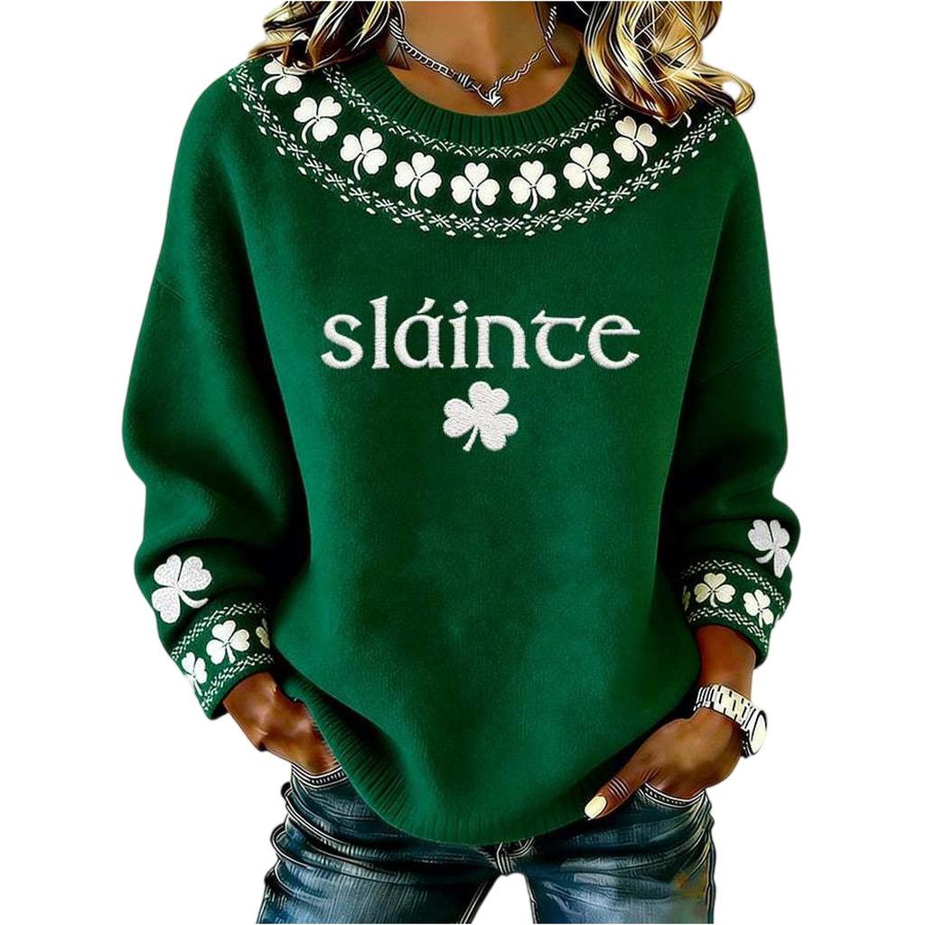 Damen Pullover mit Rundhalsausschnitt und langen Ärmeln