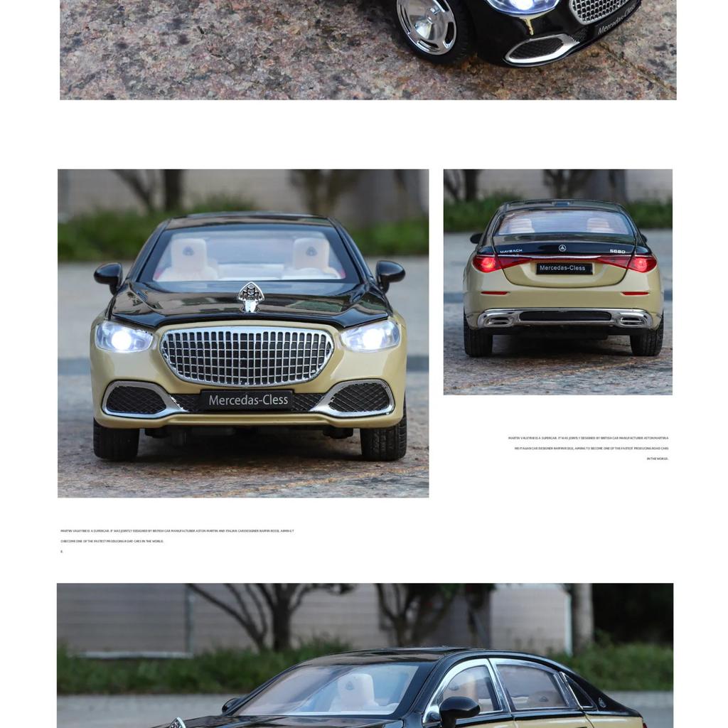 1/24 Maybach S680 Key Control Alloy Model Car Toy Diecasts Metal Casting Sound and Light Pull Back Car Toys for Children Vehicle
