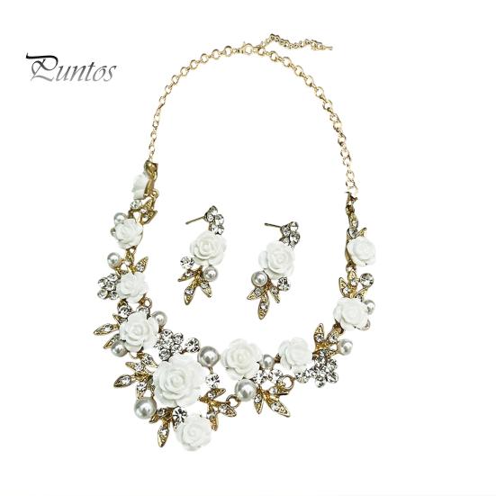 High-quality Imitation Pearls 1 Set Camellia Choker And Earrings, Faux Pearl Rhinestone Necklace Luxury Jewelry Elegant Flower for Women Daily