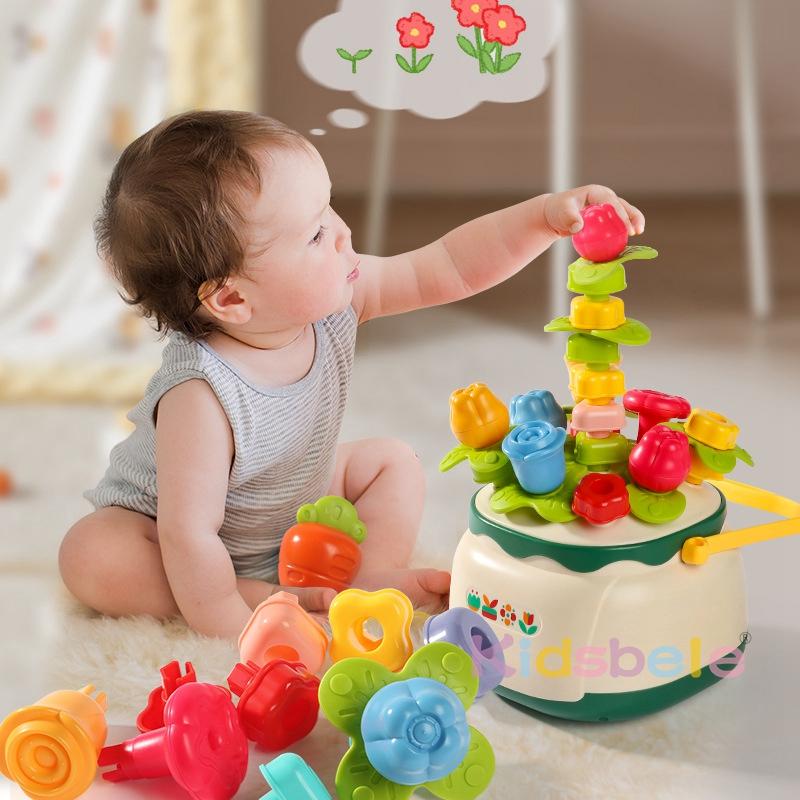 Educational Stacking Toy Garden Flowers Learning Flower Garden Building Montessori Toy Set Shape Sorting Matching Toy