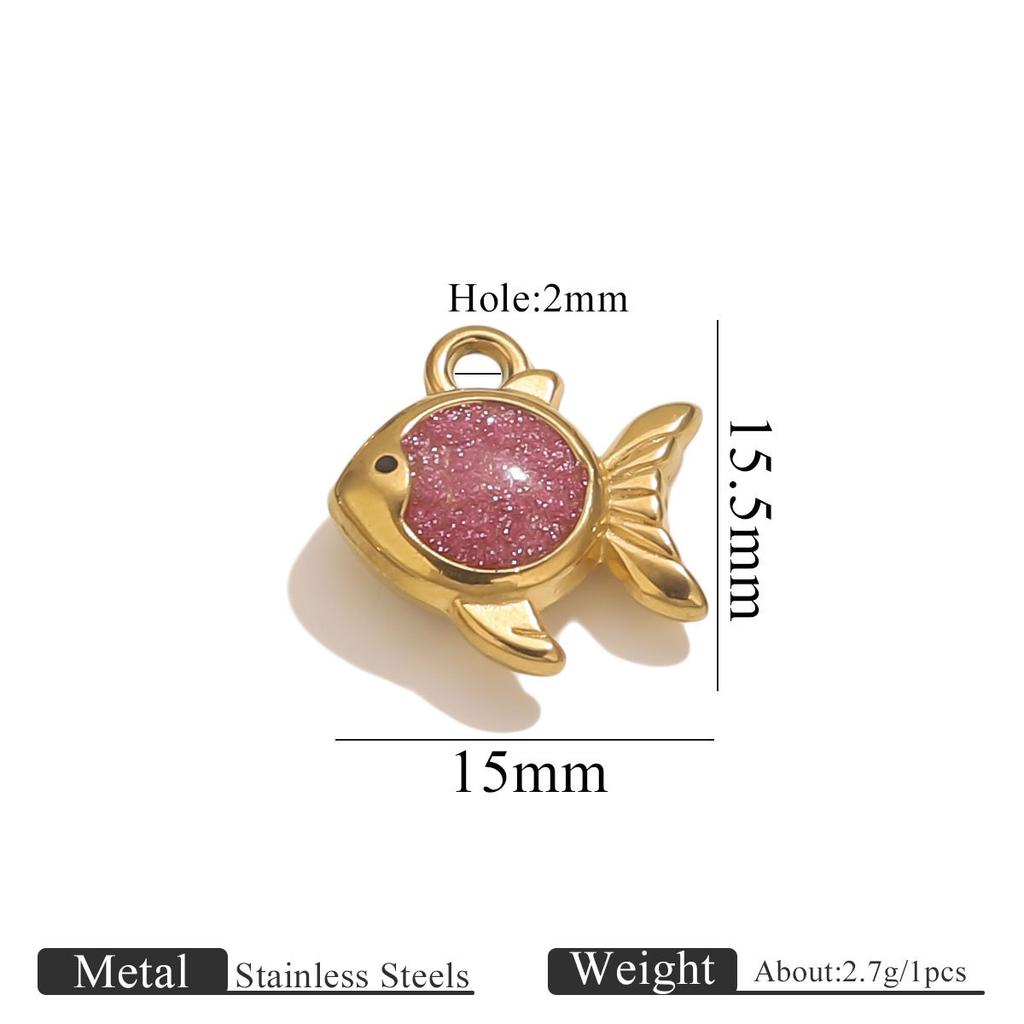 Yori 5pcs Gold Dripping Fish DIY Pendant Stainless Steel Waterproof Jewelry Cute Cartoon Pendant DIY Fun Accessories 2025 NEW