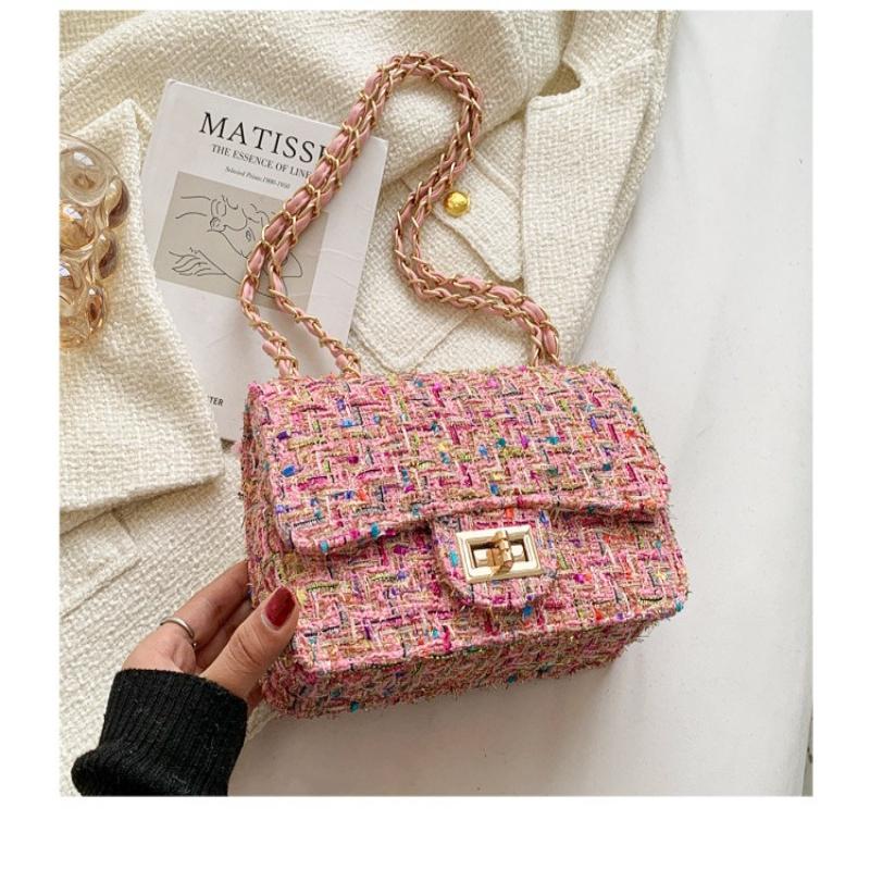 1Pc Xiaoxiangfeng Woolen Bag Women's Bag New Trendy Popular Korean Version Fashion Versatile Chain Single Shoulder Messenger Bag
