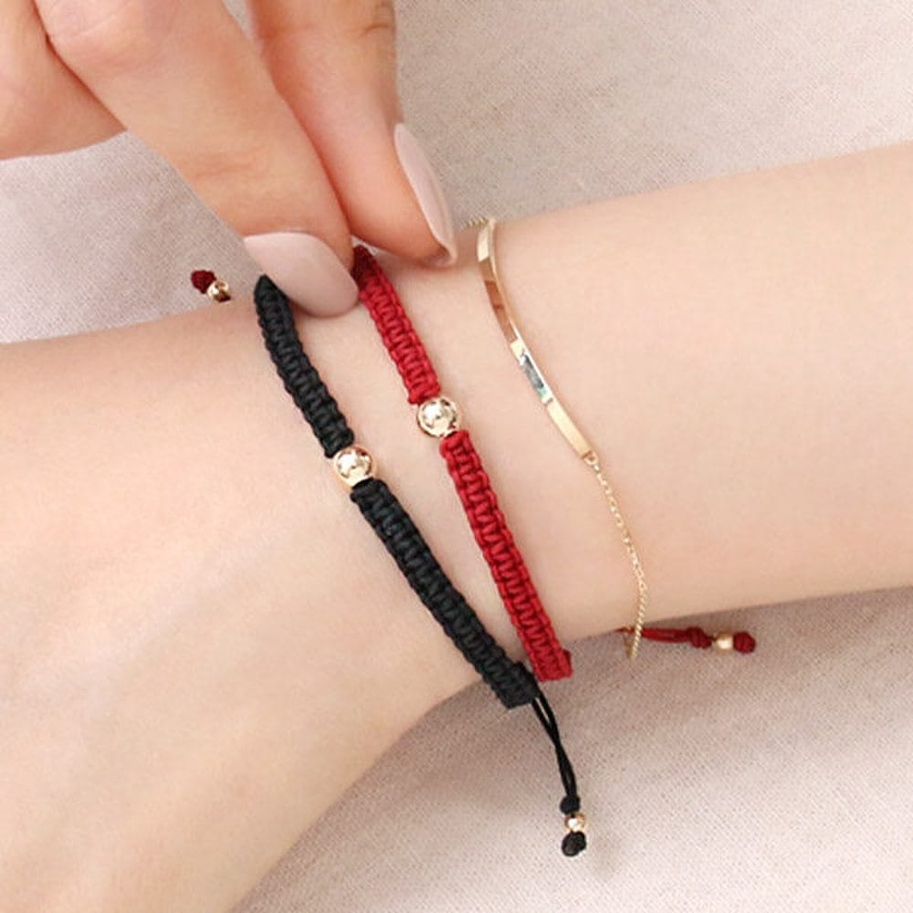 14K Emma Gold Ball Adjustable Length Knot String Bracelet Mu