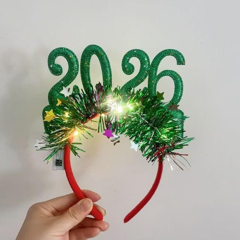 Colorful 2026 New Year Headbands Number Glitter Headwear Star Strip Headband  Christmas Party