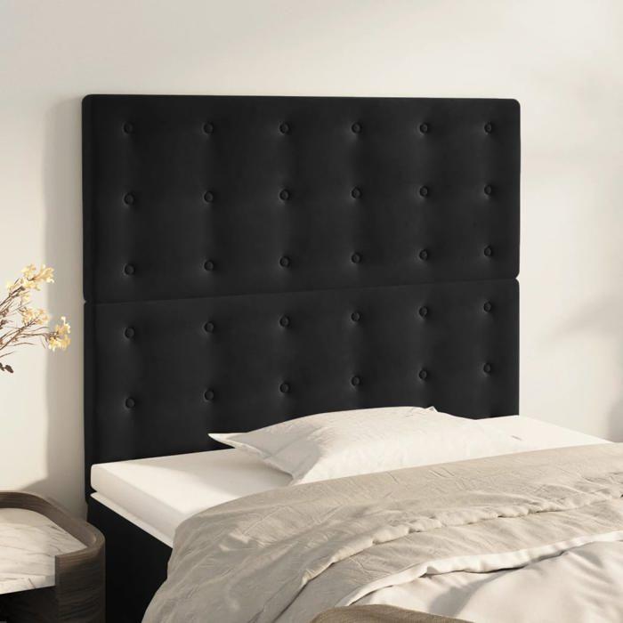 Tête de lit - Maison Exclusive - Velours noir - Hauteur réglable - 80 x 5 x 118/128 cm
