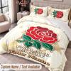 England Rugby Printed Bedding Set Custom Name Text 1 Duvet Cover 2 Pillowcases For Bedroom