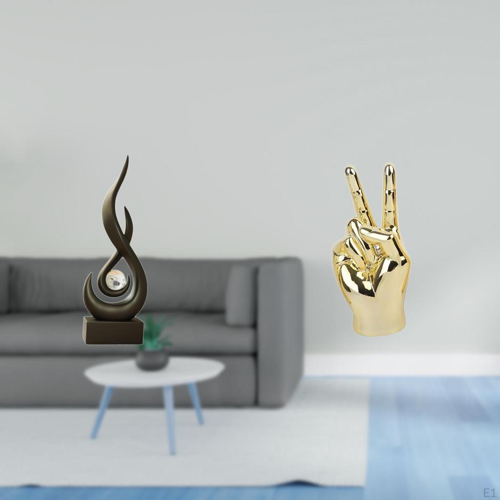 Abstract Flame Gesture Statue Modern Figurine Creative Hand Finger Sculpture Desktop Ornament for