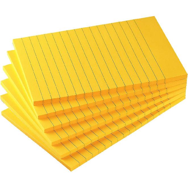 Early Buy 6 Pads Lined Sticky Notes with Lines 4x6 Self-Stick Notes Bright Color Sticky Notes, 45 Sheets/Pad (Yellow)