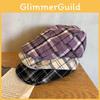 Checkered Pattern Beret Hat For Women Sun Protection Urban Chic