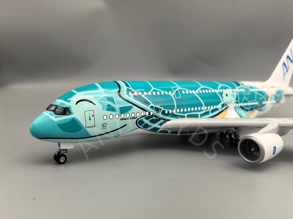 Airplanes A380 Cartoon Turtle 46CM Scale JAL ANA Airbus Plane Model With Landing Geal Build Displays Souvenir Collected Gift By